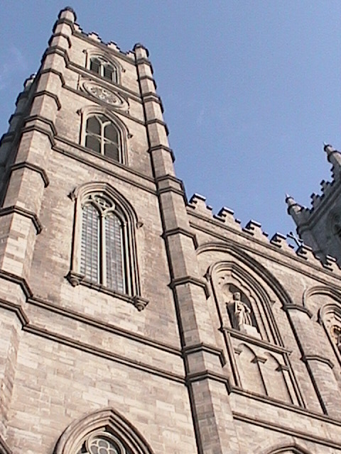 exterior facade of Notre-Dame, Montreal, Canada