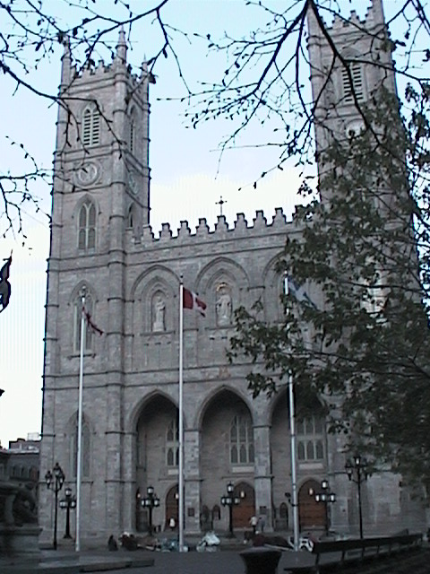 exterior facade of Notre-Dame, Montreal, Canada