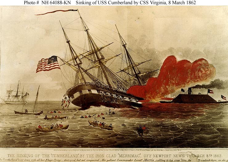 Merrimack attacks USS Cumberland