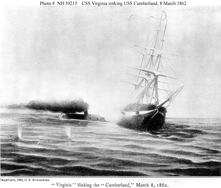 Merrimack rams USS Cumberland
