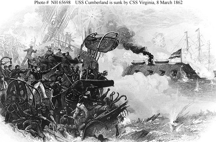 Merrimack attacks USS Cumberland